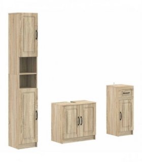 vidaXL 3 Piece Bathroom Cabinet Set UTRECHT Engineered Wood