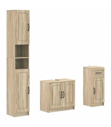 vidaXL 3 Piece Bathroom Cabinet Set UTRECHT Engineered Wood