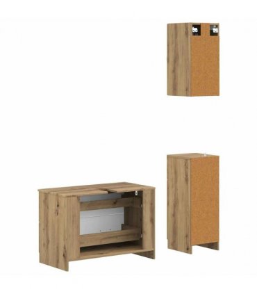 vidaXL 3 Piece Bathroom Cabinet Set UTRECHT Artisan Oak