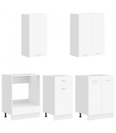 vidaXL Kitchen Unit LYON 5 pcs White Engineered Wood