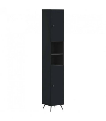 vidaXL 3 Piece Bathroom Cabinet Set BREDA Black Engineered Wood