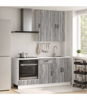 vidaXL Kitchen Unit LUCCA 5 pcs Grey Sonoma Engineered Wood