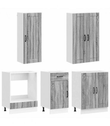 vidaXL Kitchen Unit LUCCA 5 pcs Grey Sonoma Engineered Wood