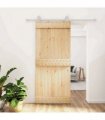vidaXL Sliding Door Natural and White 90 x 210 cm Solid Pine Wood