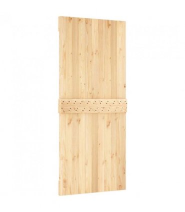 vidaXL Sliding Door Natural and White 90 x 210 cm Solid Pine Wood