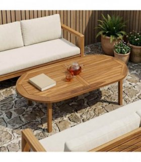 vidaXL Table Top Oval Solid Teak Wood Natural