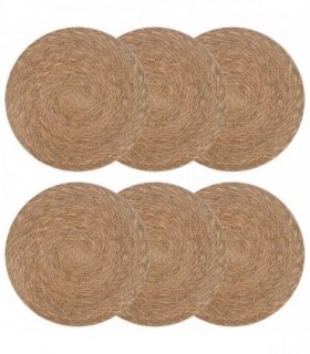vidaXL Seagrass Placemets 6 pcs Natural 100% Seagrass