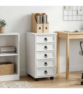 vidaXL Rolling Cabinet with Drawers CORONA White