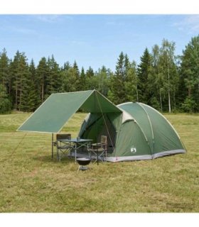 vidaXL Cabin Tent with Roof Green 4-Person Polyester and Steel