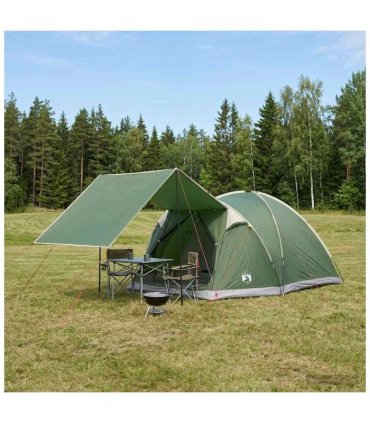 vidaXL Cabin Tent with Roof Green 4-Person Polyester and Steel