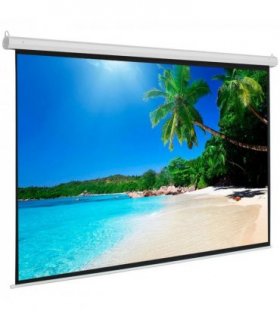 UK Plug, 100 inch 16:9 Aspect Ratio Manual Self-locking Warp Knitted White Plastic Projection Screen, White, with Screw Hooks, Pull-down Projector Screen