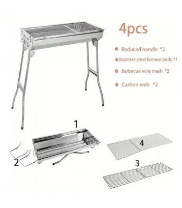 Folding BBQ Charcoal Barbecue Grill Steel Stainless Garden Picnic Camping Stove