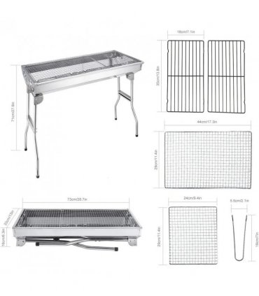 Folding BBQ Charcoal Barbecue Grill Steel Stainless Garden Picnic Camping Stove