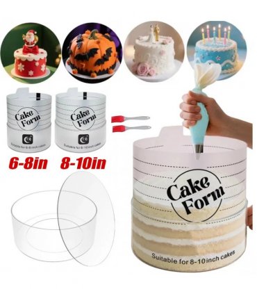 2Pcs Acrylic Cake Mold Round Mousse Cake Form Adjustable Cake Ring Bakery