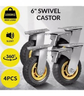 4X / 150mm Heavy Duty Swivel Caster Wheels Castor up to 300kg Load with 2 Brake
