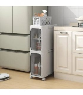 2 Tiers Slim Narrow Storage Cabinet Drawer Bathroom Bedroom Organizer Gap Shelf