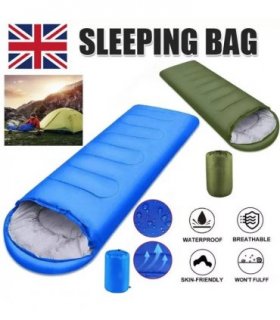 3-4 SEASON SINGLE SLEEPING BAGS CAMPING RECTANGULAR ENVELOPE ZIP UP KIDS ADULT-Blue