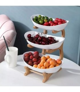 Stacked Fruit Tray Multi-layer Plate Three Compartments Snack Candy Platter Bowl