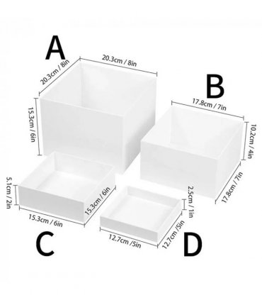 NEW 4pc+4pc Acrylic Cube Display Box Riser Nesting Riser Stands for Dessert Cake UK