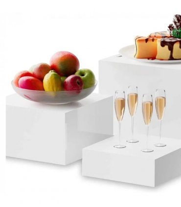 NEW 4pc+4pc Acrylic Cube Display Box Riser Nesting Riser Stands for Dessert Cake UK