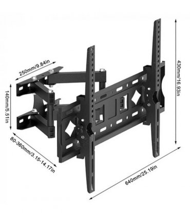 Full Motion TV Wall Mount Bracket 32-75" Tilt Swivel VESA 600x400mm