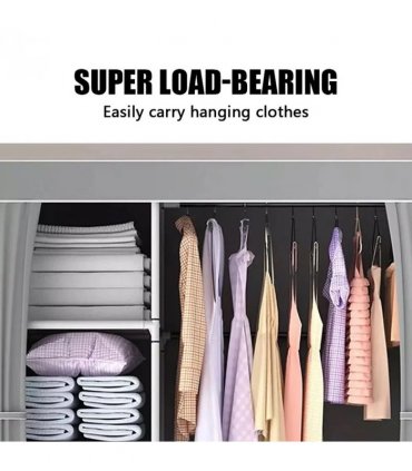 Large Fabric Canvas Wardrobe with Clothes Hanging Rail Shelving Storage Closet
