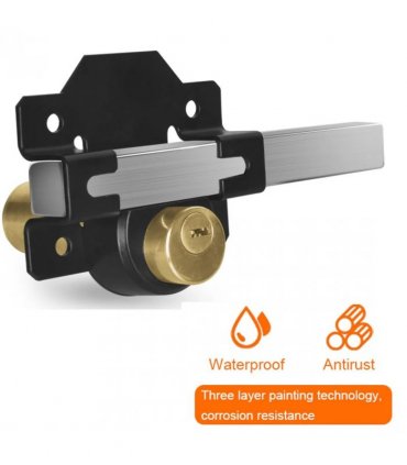 70mm Both Sides Gate Lock Garden Security Double Long Throw Bolt Rim Lock 5 Keys