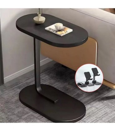 C-Shaped Compact Sofa Side End Table Coffee Laptop Table Living Room Bedroom UK-Black