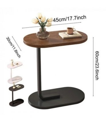 C-Shaped Compact Sofa Side End Table Coffee Laptop Table Living Room Bedroom UK-Black