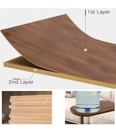C-Shaped Compact Sofa Side End Table Coffee Laptop Table Living Room Bedroom UK-Black
