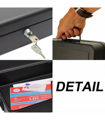 A4 Security Lock Box Fireproof Chest Cash Safe Keys Document Home Office