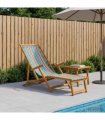 vidaXL Folding Sun Lounger 3 Position Solid Eucalyptus Wood