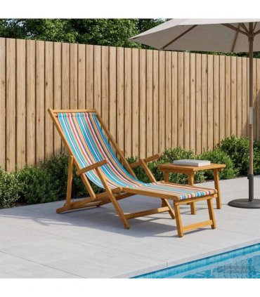 vidaXL Folding Sun Lounger 3 Position Solid Eucalyptus Wood