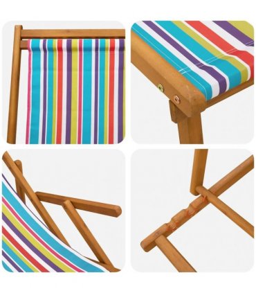 vidaXL Folding Sun Lounger 3 Position Solid Eucalyptus Wood