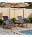 vidaXL Folding Sun Lounger 2 pcs 3 Position Solid Eucalyptus Wood Blue