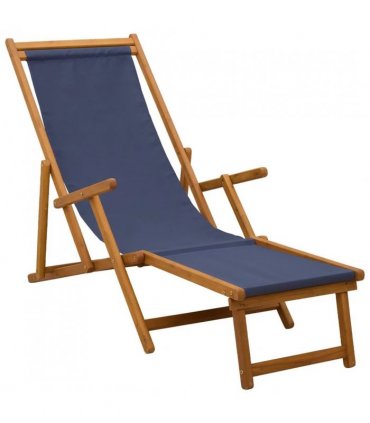 vidaXL Folding Sun Lounger 2 pcs 3 Position Solid Eucalyptus Wood Blue