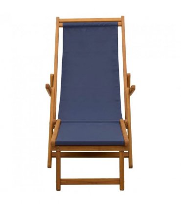 vidaXL Folding Sun Lounger 2 pcs 3 Position Solid Eucalyptus Wood Blue