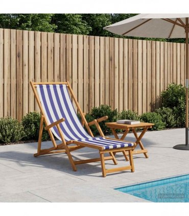 vidaXL Folding Sun Lounger 3 Position Solid Eucalyptus Wood