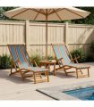 vidaXL Folding Sun Lounger 2 pcs 3 Position Solid Eucalyptus Wood