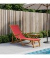 vidaXL Folding Sun Lounger 3 Position Solid Eucalyptus Wood Red