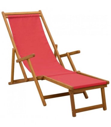 vidaXL Folding Sun Lounger 3 Position Solid Eucalyptus Wood Red