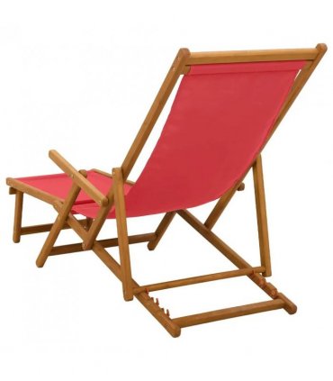 vidaXL Folding Sun Lounger 3 Position Solid Eucalyptus Wood Red