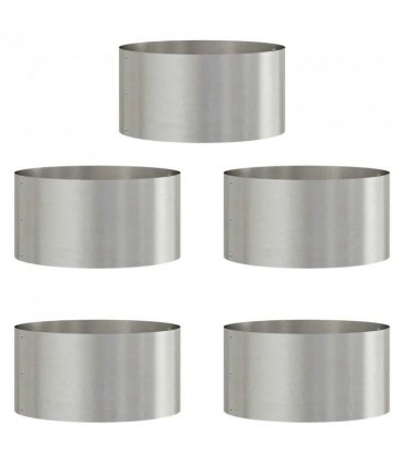 vidaXL Planter Ring 5 pcs Silver 40 x 40 x 20 cm Stainless Steel
