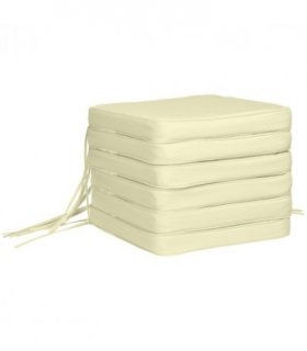 Chair Cushion Set of 6 Cream White 42L x 42W x 5Tcm Indoor Outdoor Garden Patio