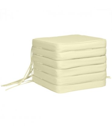 Chair Cushion Set of 6 Cream White 42L x 42W x 5Tcm Indoor Outdoor Garden Patio