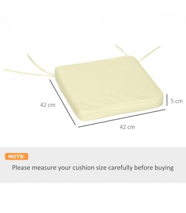 Chair Cushion Set of 6 Cream White 42L x 42W x 5Tcm Indoor Outdoor Garden Patio