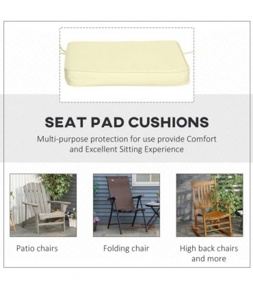 Chair Cushion Set of 6 Cream White 42L x 42W x 5Tcm Indoor Outdoor Garden Patio