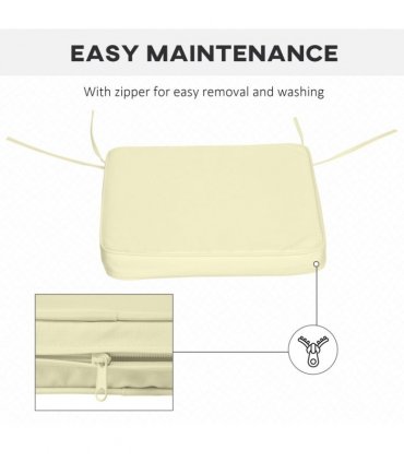 Chair Cushion Set of 6 Cream White 42L x 42W x 5Tcm Indoor Outdoor Garden Patio