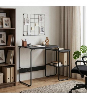 vidaXL Desk with Storage Black Oak 100 x 50 x 75 cm