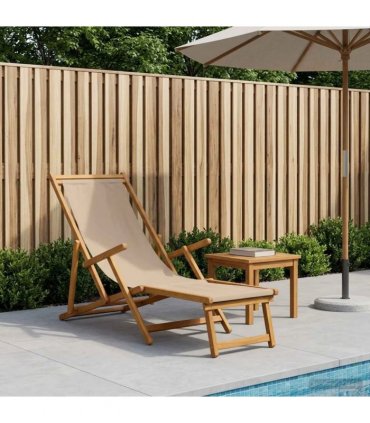vidaXL Folding Sun Lounger 3 Position Solid Eucalyptus Wood Taupe